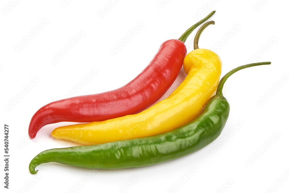 Color hot chilli pepper isolated on white background. red, green and yellow peppers Vegetables collection Isolated on white background Color hot chilli pepper isolated on white background. red, green and yellow peppers Vegetables collection Isolated on white background