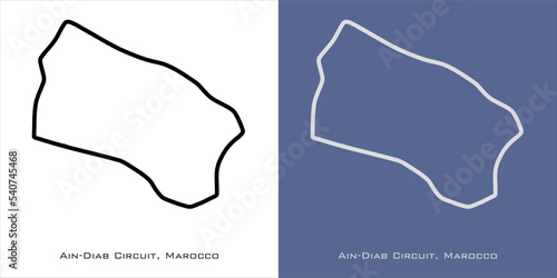 Ain-Diab Circuit, Casablanca, Morocco for formula one F1, motorsport, GP, autosport and season Grand Prix race tracks. Vector on white and blue background Moroccan 