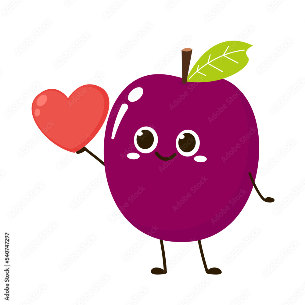 Prunes cartoon vector. symbol. logo design. Fresh plum with green leaf in cartoon style. Vector whole and parts sweet plum isolated on a white background. Prunes cartoon vector. symbol. logo design. Fresh plum with green leaf in cartoon style. Vector whole and parts sweet plum isolated on a white background.