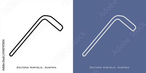 Zeltweg Airfield circuit for formula one F1, motorsport, GP, autosport and season grand prix race tracks. Vector on white and blue background. Zeltweg, Austria - Austrian Grand Prix