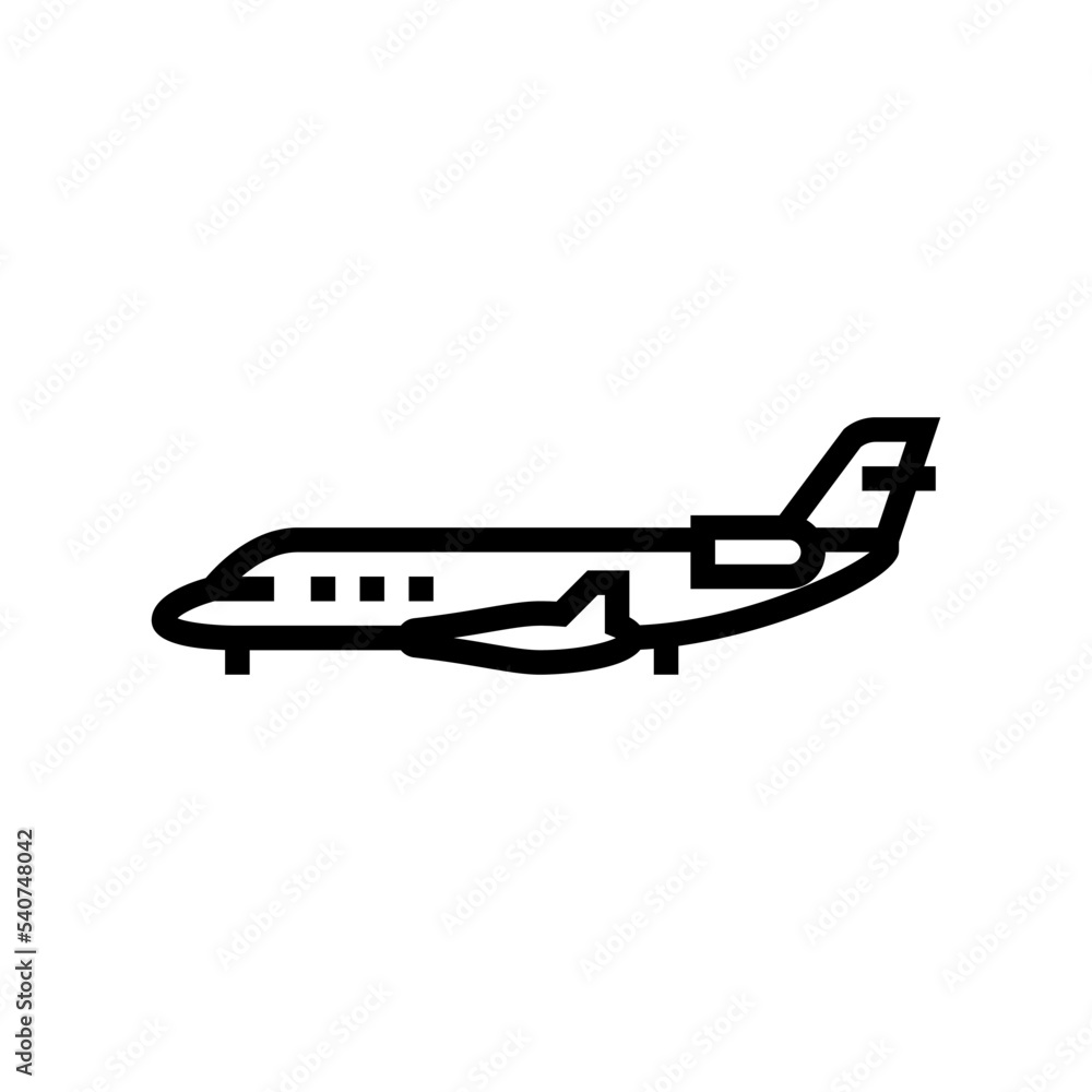 private jet airplane aircraft line icon vector. private jet airplane aircraft sign. isolated contour symbol black illustration