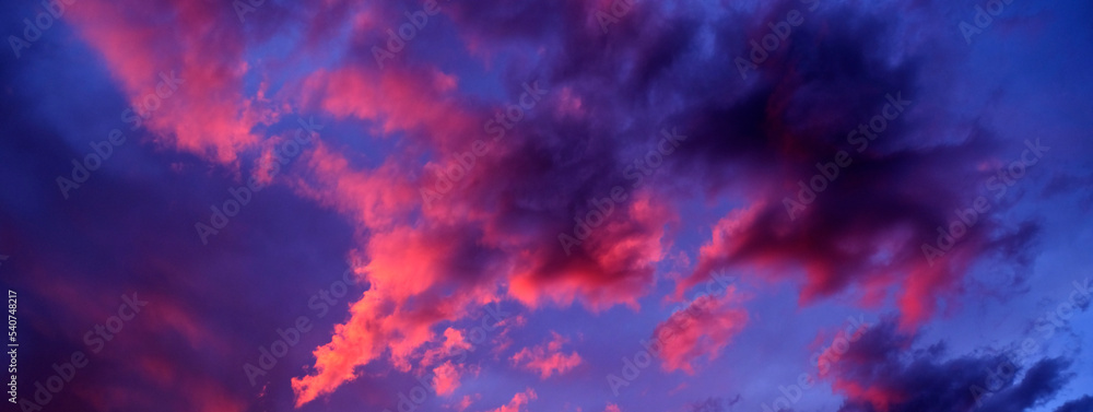Amazing Sunset or Sunrise Sky with Orange Pink Purple and Blue