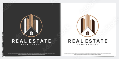 Icon real estate logo design with style and modern concept Premium Vector