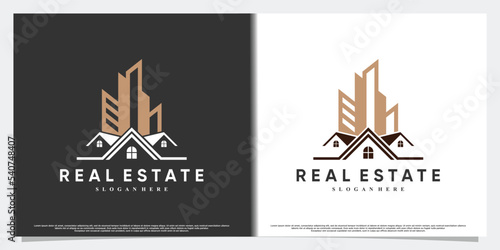 Icon real estate logo design with style and modern concept Premium Vector