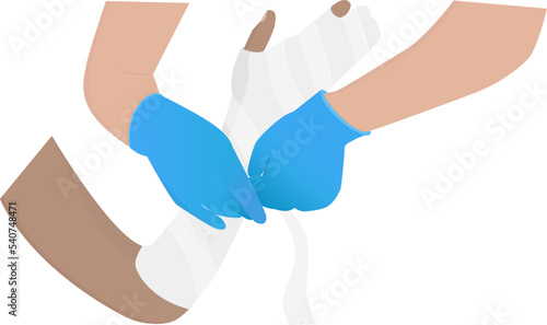 Bandaging a broken arm vector illustration for medicine poster