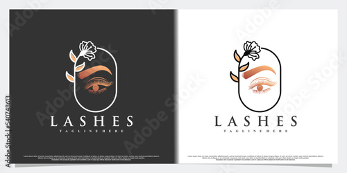 Beauty eyelash extension logo design with creative element Premium Vector