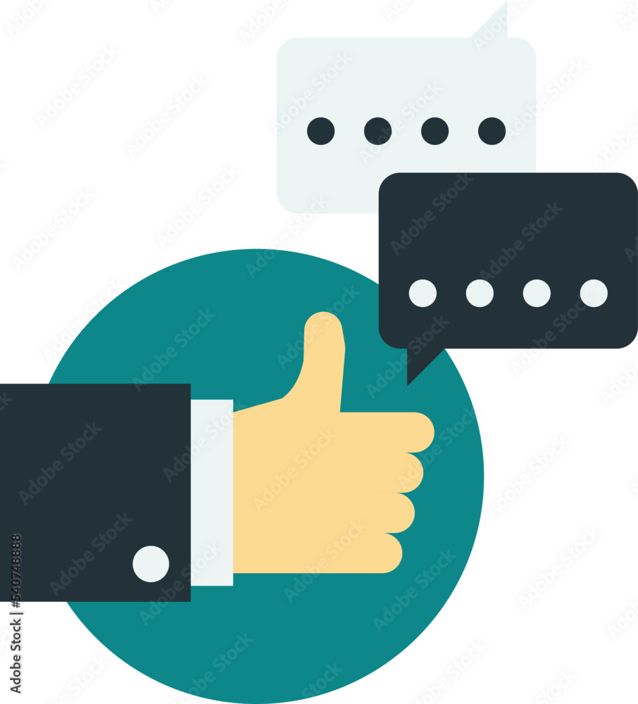 Thumbs up and review illustration in minimal style Thumbs up and review illustration in minimal style