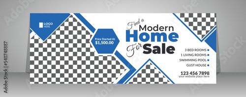 Real estate web banner and social media facebook cover design template