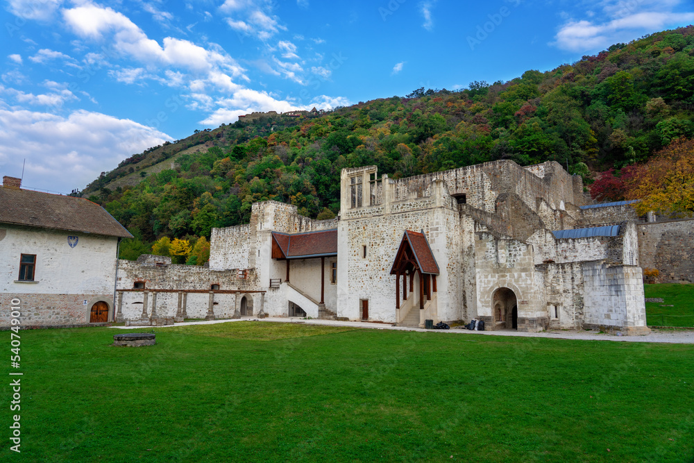 Hungarian king palace building in Visegrad Hungary with the castle on the hill