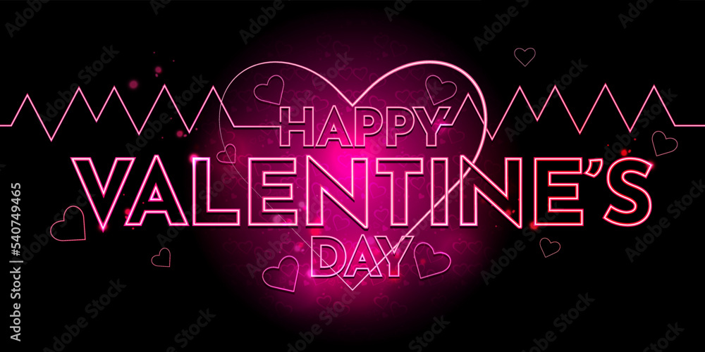 Happy Valentine's day background pink concept abstract backdrop on market website cover social media poster card banner holiday neon