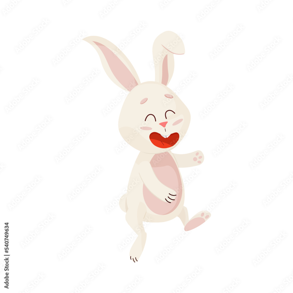 Bunny Character. Jumping and Smile Funny, Happy Easter Rabbit. Bunny Character. Jumping and Smile Funny, Happy Easter Rabbit.