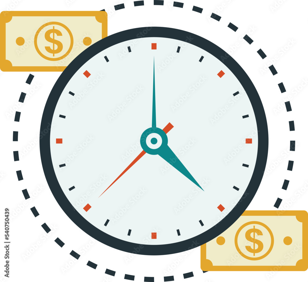 clock and money illustration in minimal style clock and money illustration in minimal style