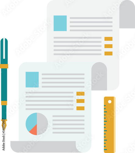 report and pen illustration in minimal style