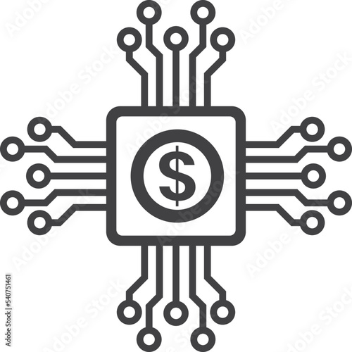 electronic circuit board and money illustration in minimal style