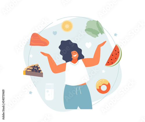 Canvas Print Healthy girl chooses her favorite food