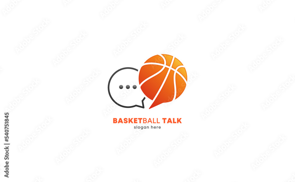 Illustration of a discussion about basketball. Logo podcast concept idea for sports talk. Graphic design vector.