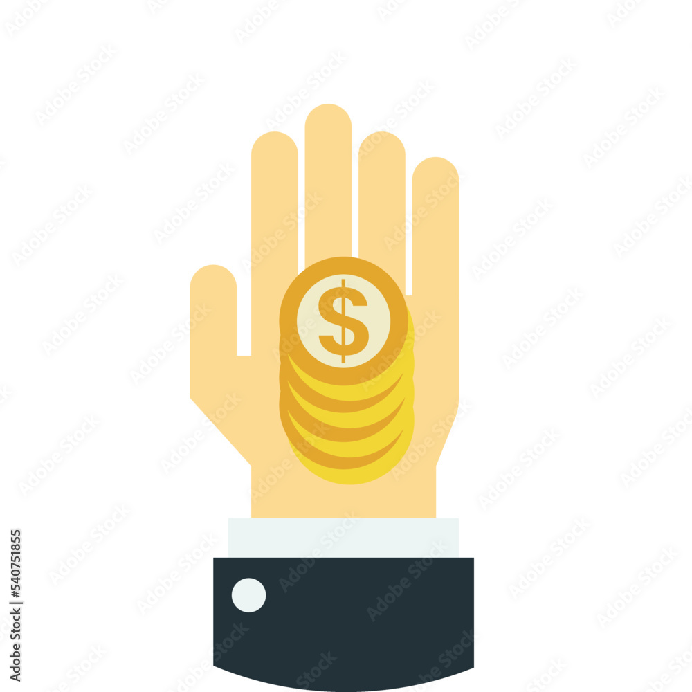 hand and money illustration in minimal style hand and money illustration in minimal style
