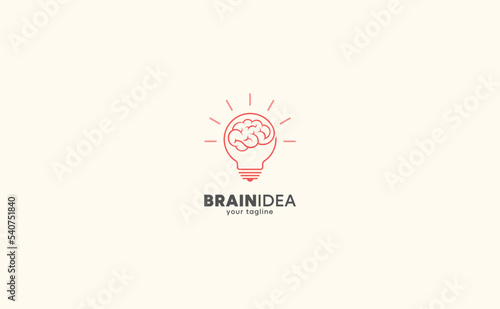 Brain in lightbulb vector illustration. Sign of innovation, solution, education logo. Timeless creative idea.