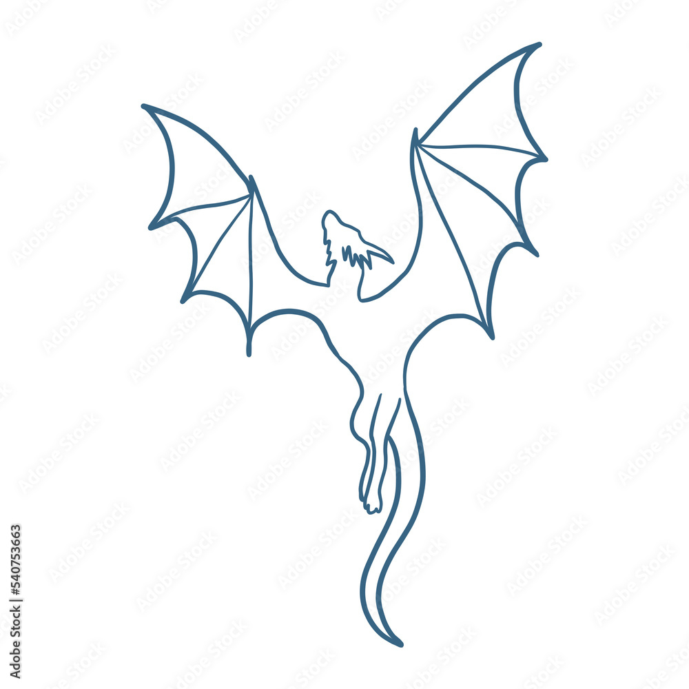 Obraz premium Blue Dragon Outlined