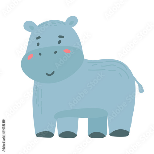 Cute Hippo. Illustrations for children. Baby Shower card.