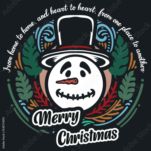 snowman christmas vector art illustration