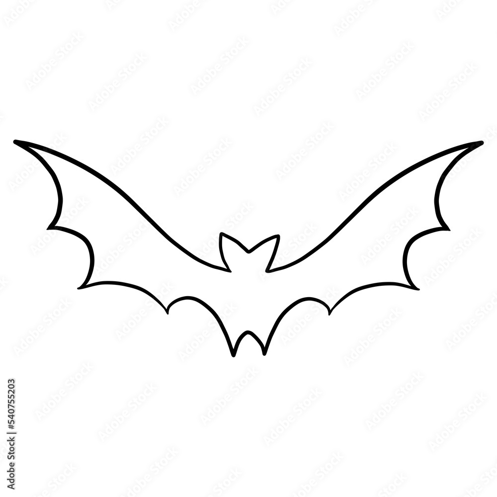 Black Bat Outlined