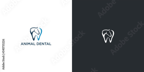 Valokuvatapetti illustration vector graphic of teeth with a head of horse isolate