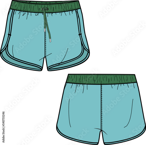 KID BOYS BOTTOM WEAR SHORTS  FRONT AND BACK VECTOR