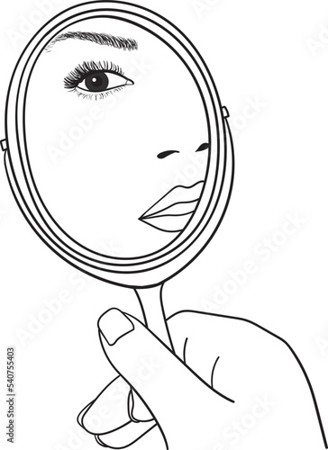 Girl in the mirror line art