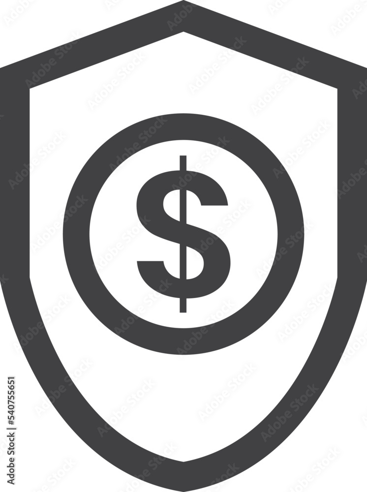 shield and money illustration in minimal style shield and money illustration in minimal style