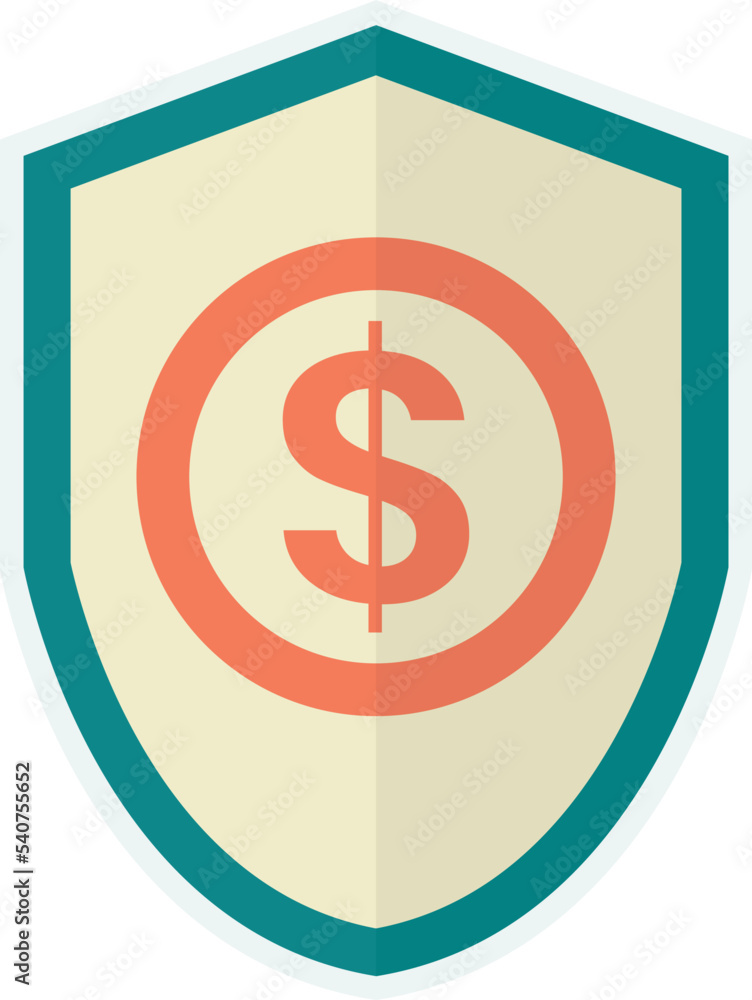 shield and money illustration in minimal style shield and money illustration in minimal style