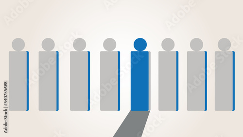 Blue Leadership and Be different by concept with concept of individuality   confidence  uniqueness  innovation  creativity. illustration vector  people team in the world many color many nations   