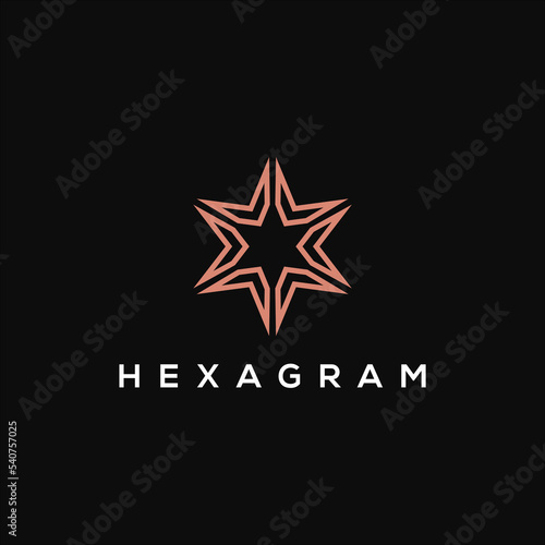 line art hexagram star logo vector template