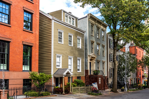 Picturesque wooden houses in Brooklyn Heights, New York City, USA