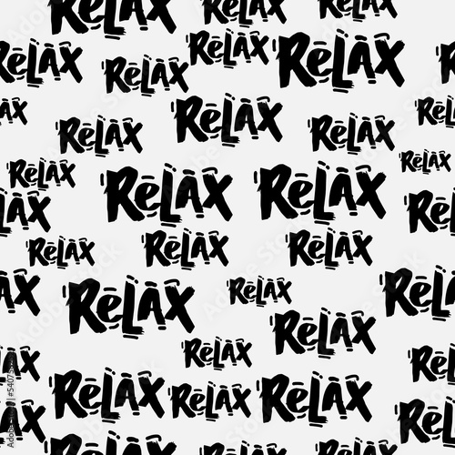 message Relax on a white background with pastel strokes. Vector seamless pattern .