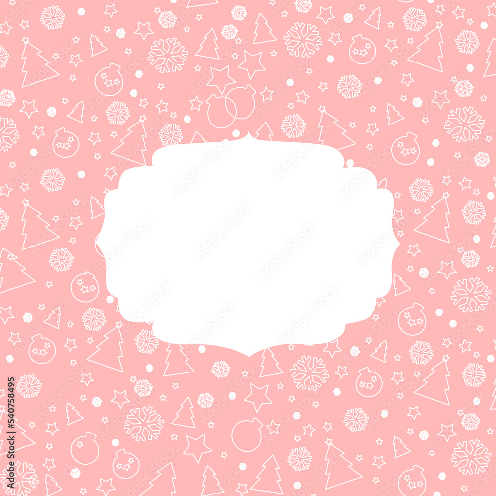 Pink Christmas frame template background vector illustration.
