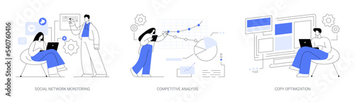 Social media analysis abstract concept vector illustrations.