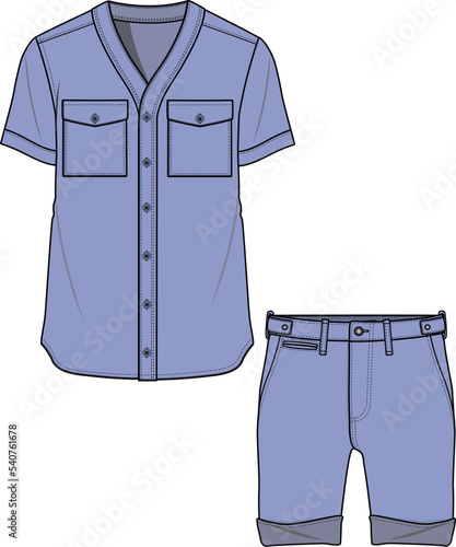 BOYS WEAR TEE AND SHORT SET VECTOR