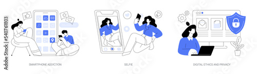 Digital behaviour abstract concept vector illustrations.