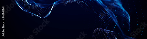 Abstract wave of connected hexagons. Futuristic polygonal background. Artificial intelligence. Big data technology. 3d rendering