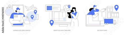 Global postal mail abstract concept vector illustrations.