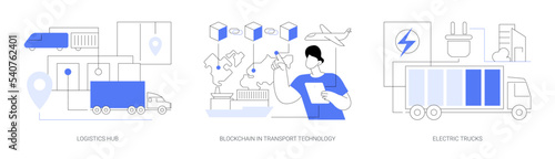 Global logistics center abstract concept vector illustrations.