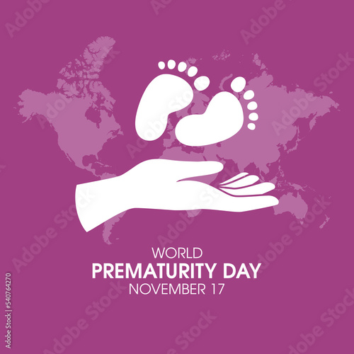 World Prematurity Day vector. Hands with baby feet vector. Baby footprint and hands silhouette icon. November 17. Important day
