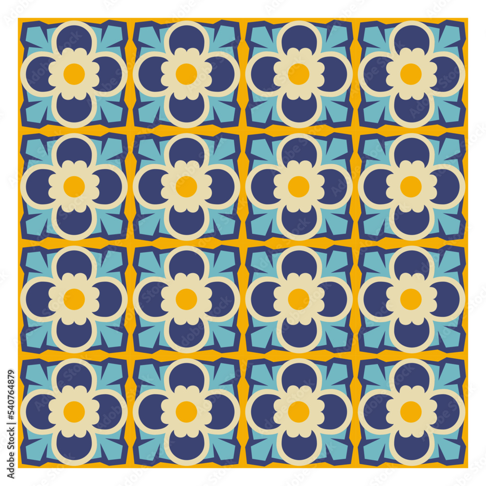 Mexican talavera pattern. Ceramic tile mosaic. Design for majolica tiles, colorful porcelain.