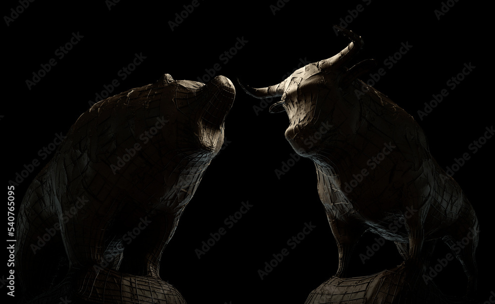Fototapeta premium Bull Versus Bear Clay Scupltures