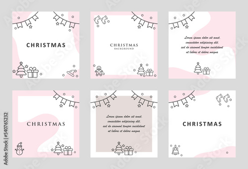 Christmas Post Feed For Social Media Template. Social media stories and post creative vector set.