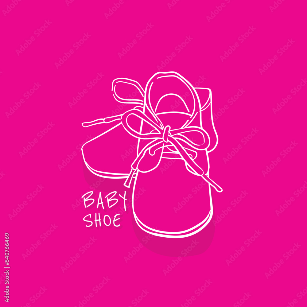 White line art of baby shoes design for baby advertising or logo design White line art of baby shoes design for baby advertising or logo design