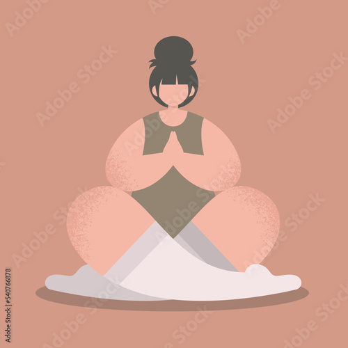 Vector flat illustration. The girl is doing yoga.