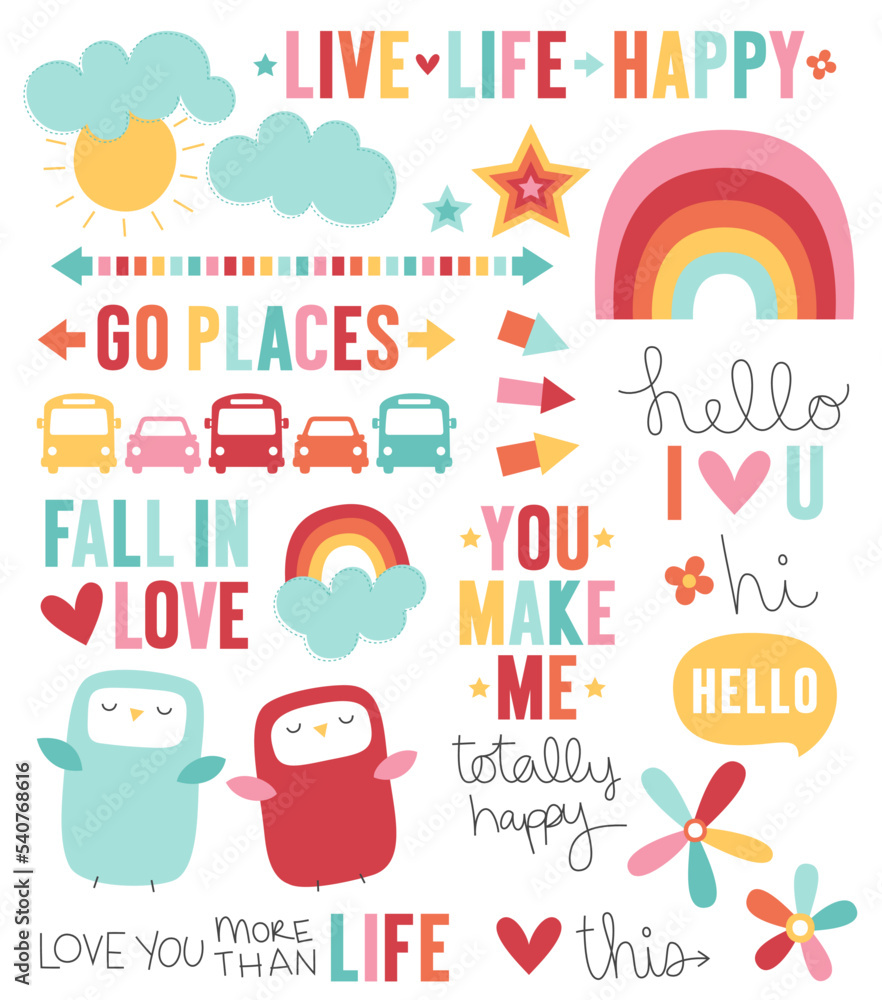 Obraz premium Live life happy set of icons for design