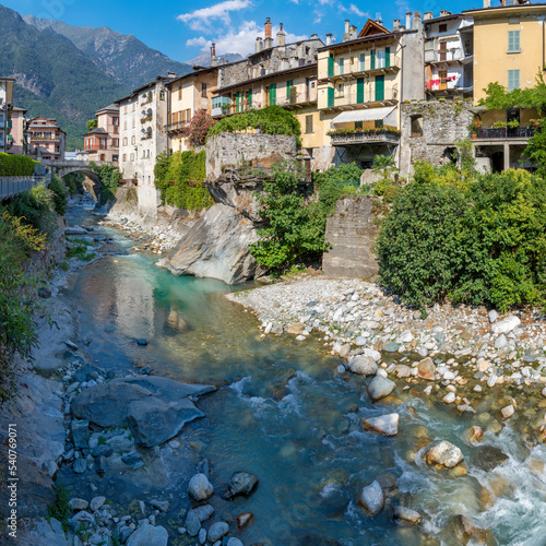 Chiavenna town over the Mera river